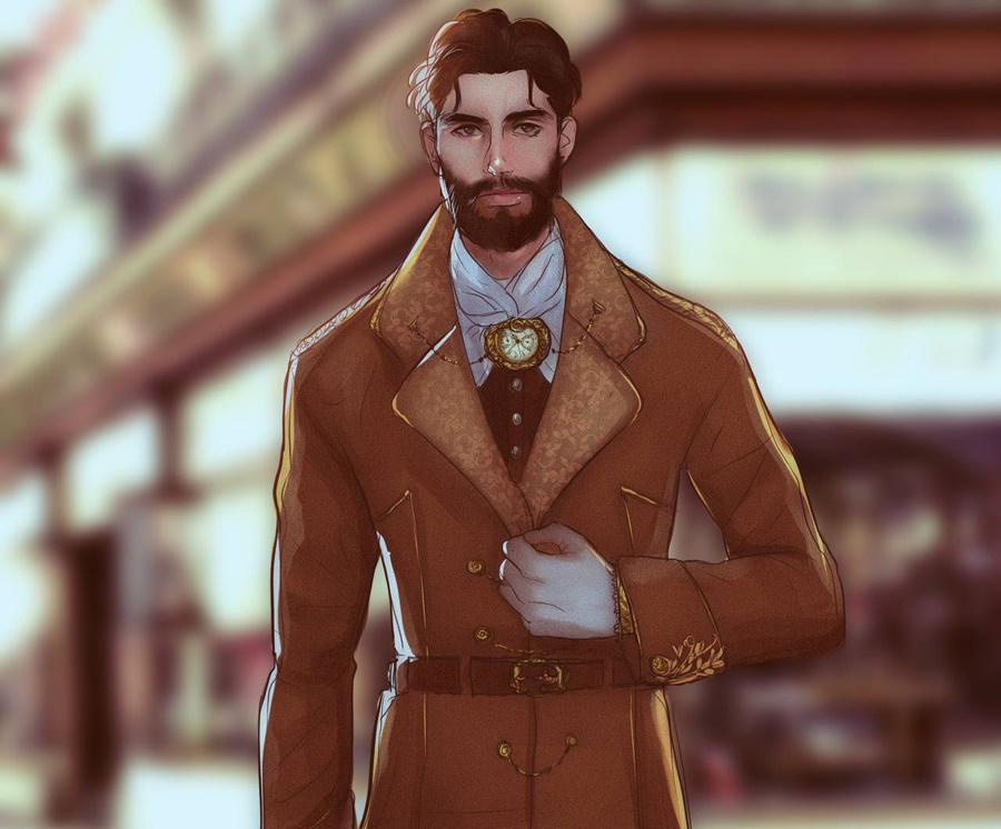 Maximilian vor seinem Geschäft