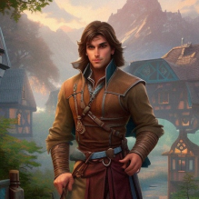 Michael vor seinem Dorf