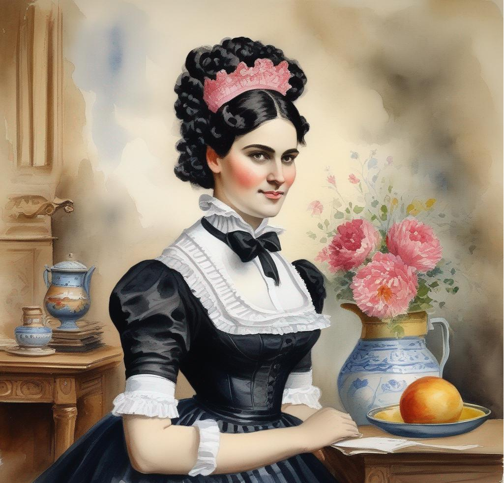 Laurette vor der Arbeit